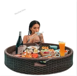 Bali  &  Swimming Pool Floating Tray reakfast Afternoon Tea Dinner Plate Hotel Rattan asket