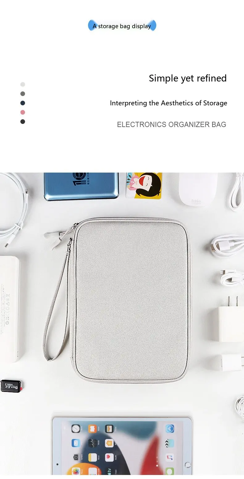 Große Kapazität Digitale Zubehör-Aufbewahrungstasche Wasserdichter Kabel-Organizer-Beutel für Kopfhörer und USB-Laufwerke – Detail 8