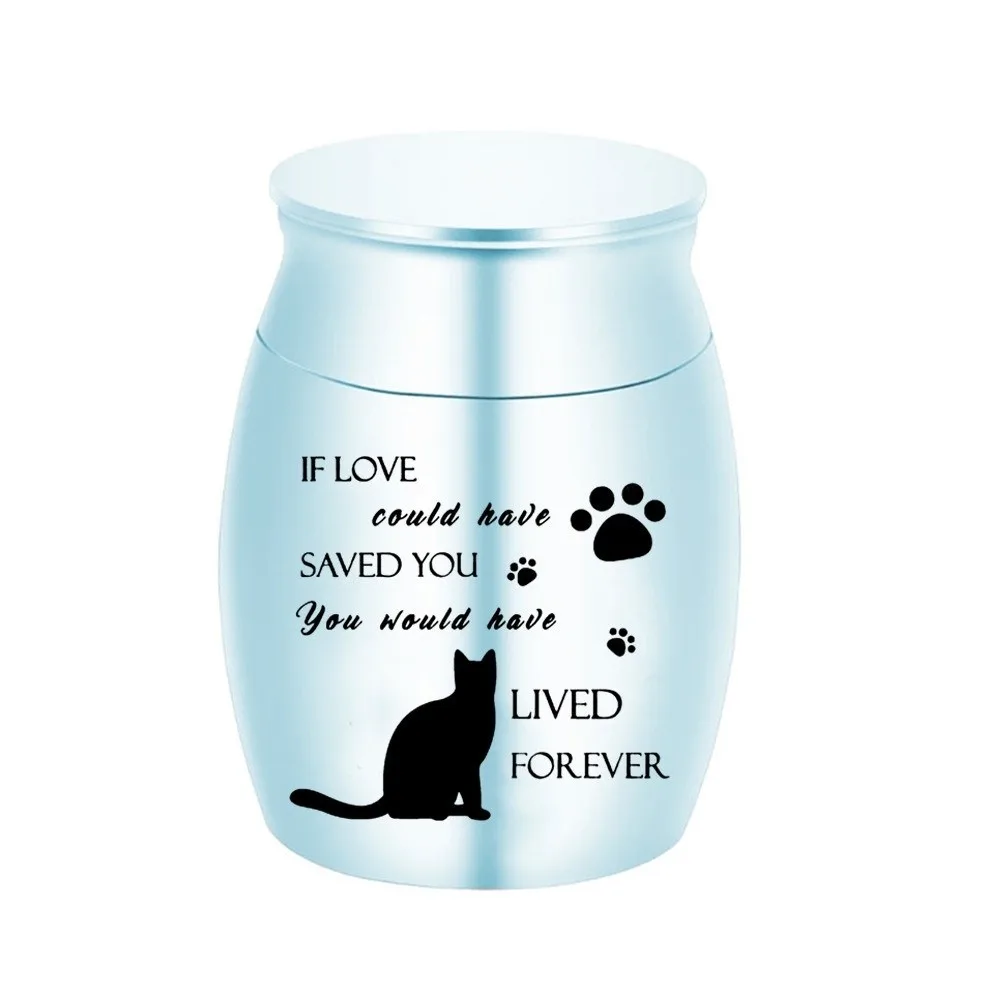 Waterproof Mini Pet Memorials Urn Sealed Dustproof Cat Cremation Urn Paw Print with Lid Pet Ash Holder for Rabbit Dogs Cat Bird