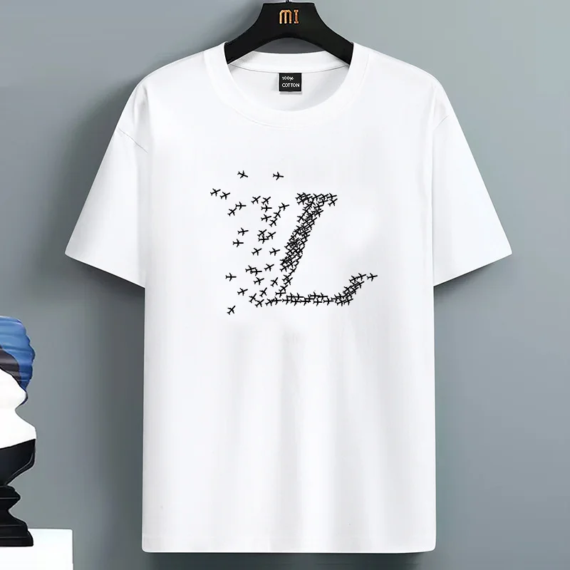 

2025 High Quality Letter Printed For Mens T Shirts Summer Cotton T-Shirt Casual O-Neck Clothes Hip Hop Oversized Short Sleeve