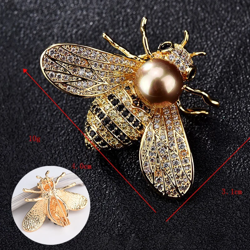 1PC Insect Series Brooch Delicate Little Bee Brooches Crystal Rhinestone Pin Jewelry