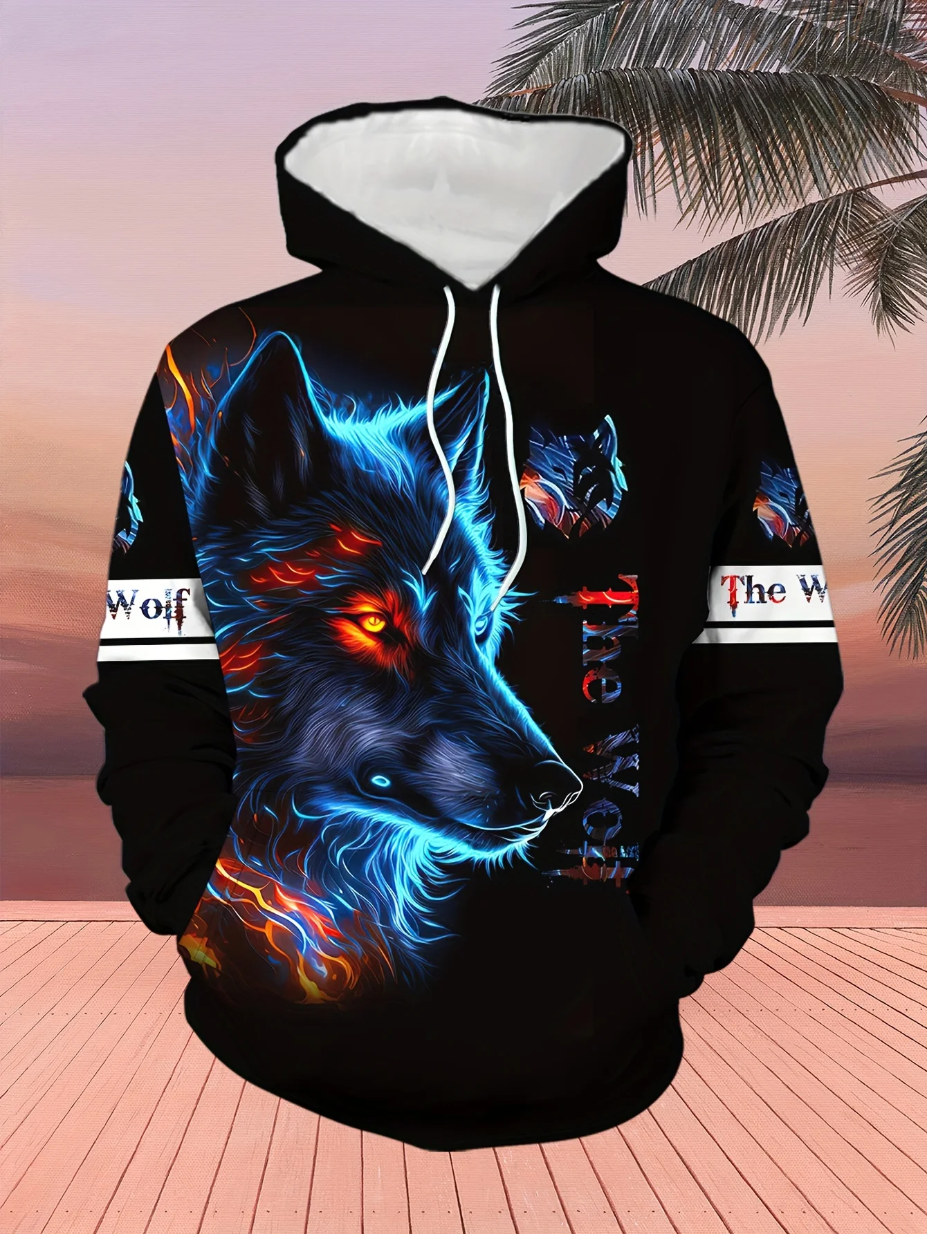 2526 الشتاء/الخريف هوديي و Sweatpants مجموعة ملابس الشارع العصرية والمنزل نمط كلاسيكي Fanshion الذئب ثلاثية الأبعاد الطباعة الملابس