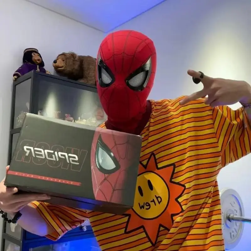 الكهربائية الرجل العنكبوت القبعات وامض الكهربائية حلقة التحكم العين متوهجة قناع غير عادي تأثيري متعة عيد ميلاد هدية الكريسماس