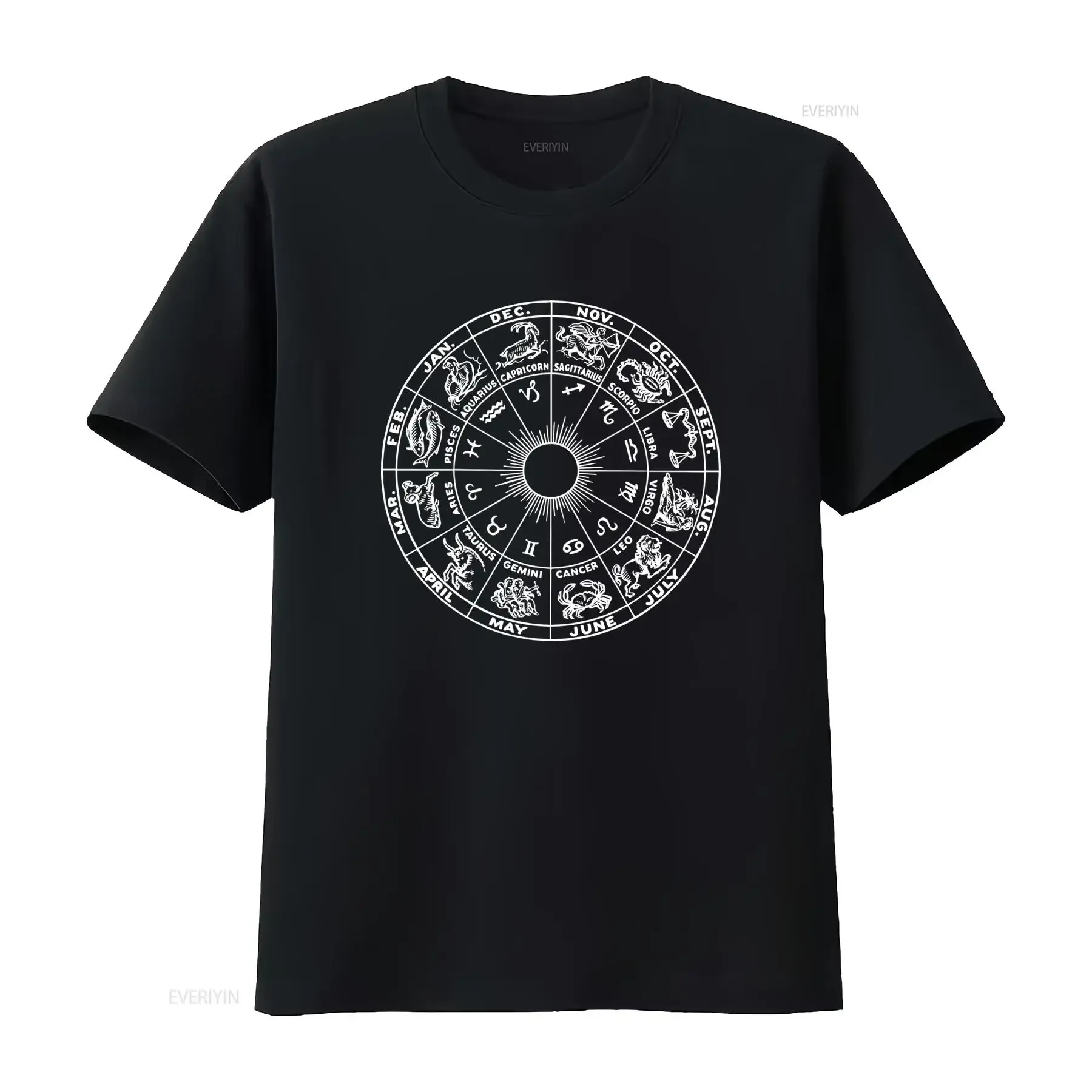 Zodiac Wheel Horoscope Astrology Gemini Aries Taurus Leo T Shirt Casual M841 vintage Washed Versatile designer clothes
