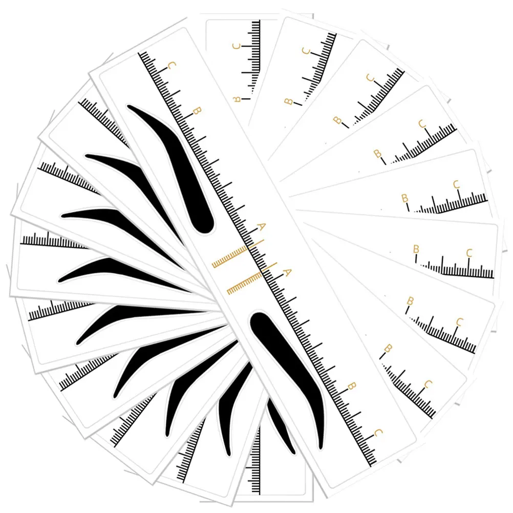 

50pcs Eyebrow Positioning Ruler Yellow Wide Brow Stencil Sticker Mapping Template for Perfect Shaping Drawing Tool