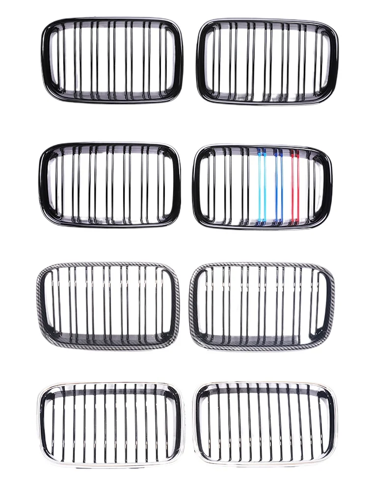 Dual Slat M Color Carbon Matte Grill For BMW 3 Series E36 Pre-LCI 1992-1996 Front Bumper Kidney Gloss Black M Tech Grills Cover view 2