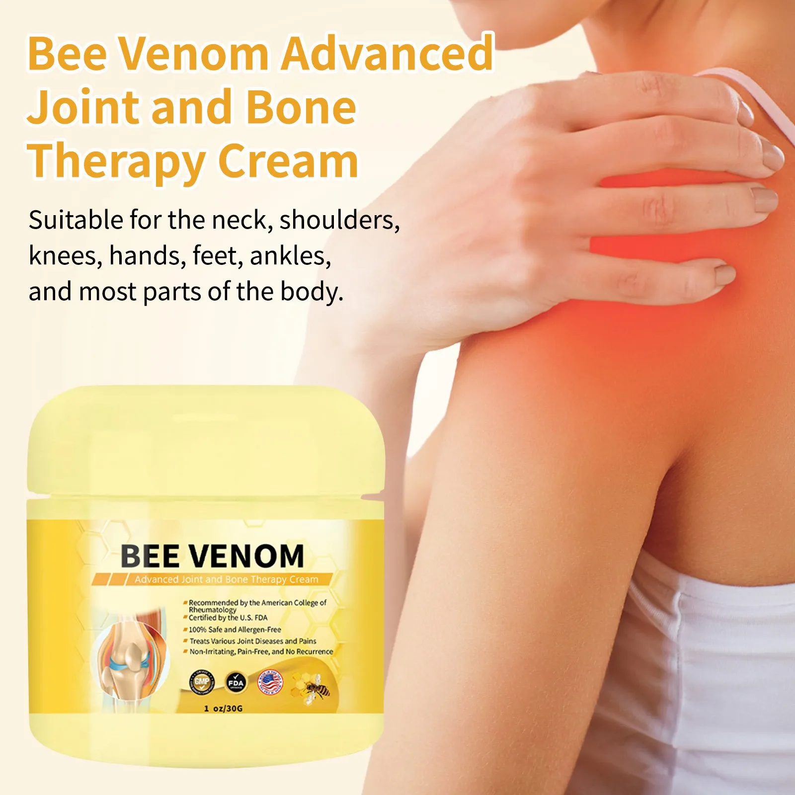 30g Bee Venom Joint Care Cream For Hands Legs Bones And Lumbar Spine For Long Sitting Joint Pain Body Bone Therapy Care Cream
