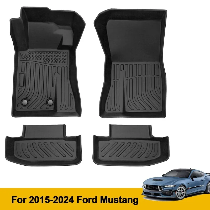 

Floor Mats For 2015-2024 Ford Mustang All Weather 3D TPE Floor Liner Odorless United States