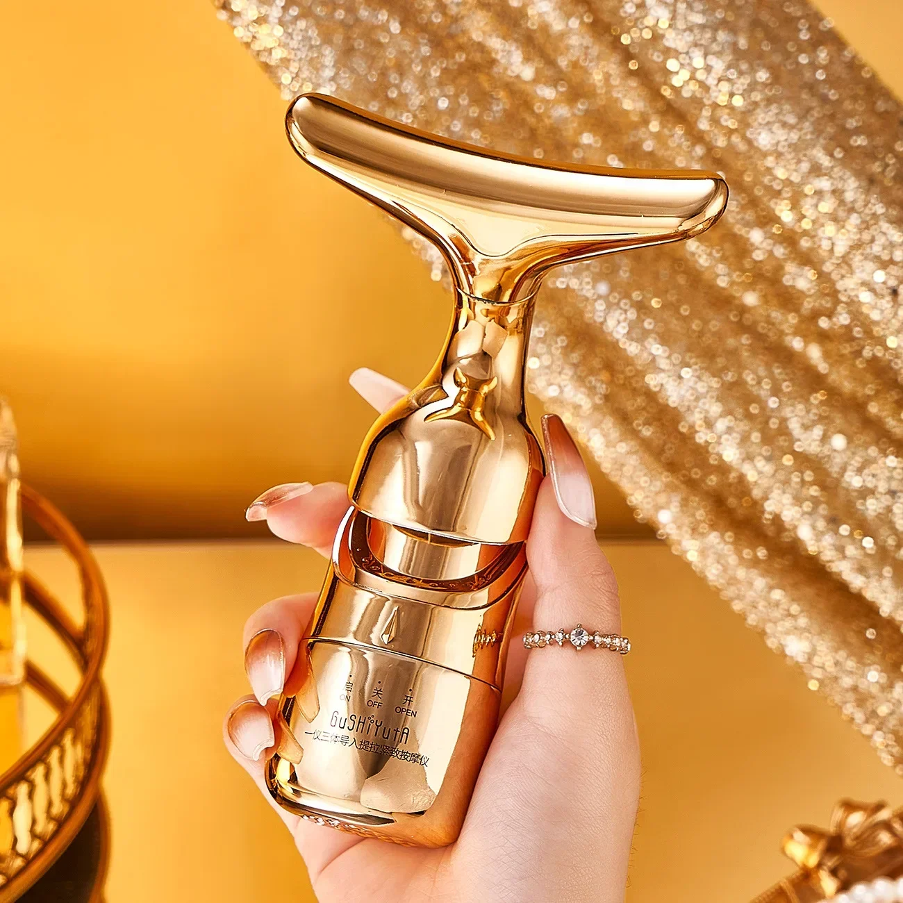 3 In 1 เครื่องนวดหน้าคอนวดหน้าแนะนํา Microcurrent Skin Rejuvenation Anti Aging อุปกรณ์ความงาม Dropshipping