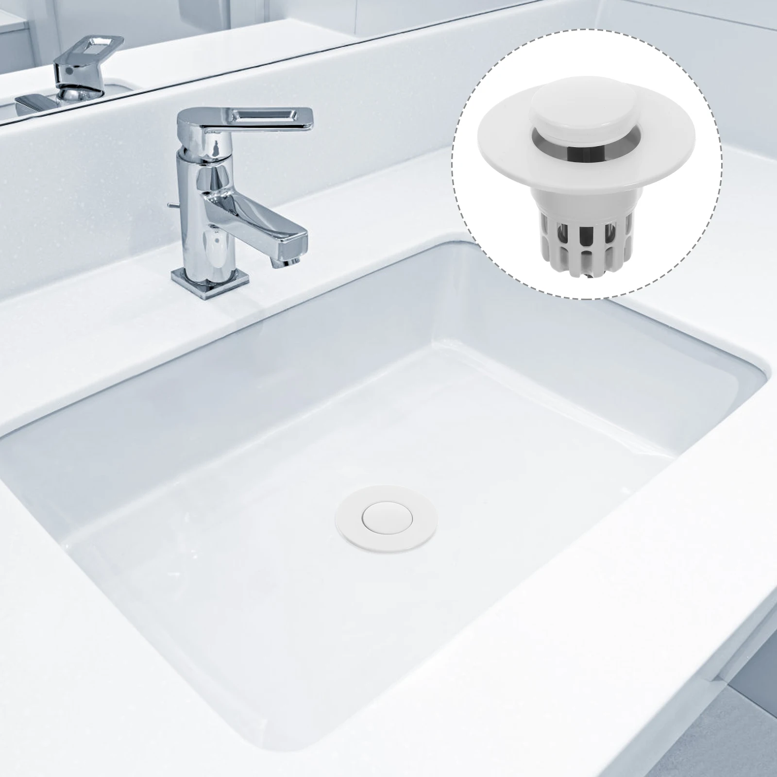 

1 Pc Press-type Basin Plug Anti-clogging Filter Bathroom Sink Drainer Copper ABS Core White Drain Stoppers Replacement