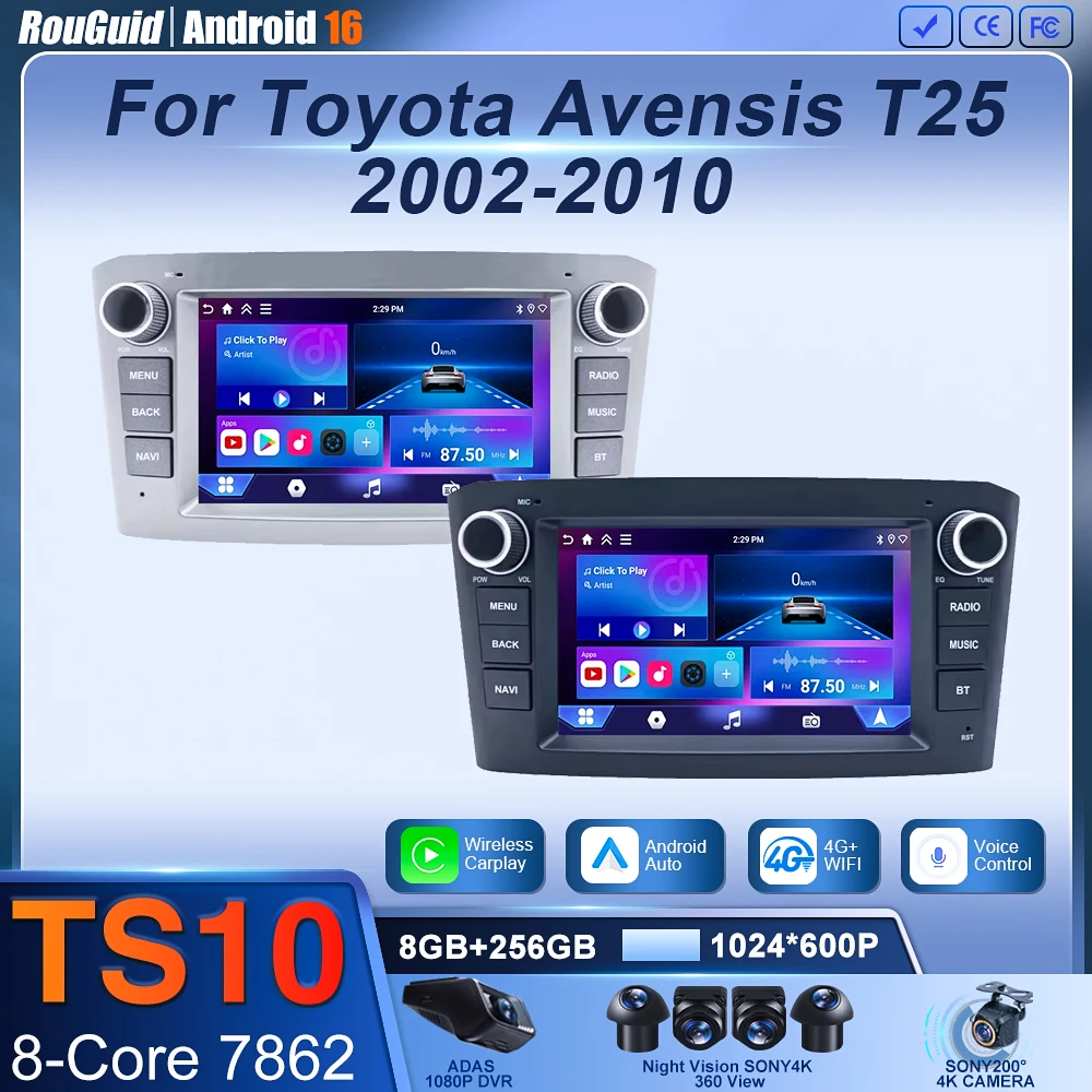 

7inch Car Multimedia Player CarPlay Android 16 For Toyota Avensis T25 2002-2010 Stereo Car Radio Autoradio GPS Navigation