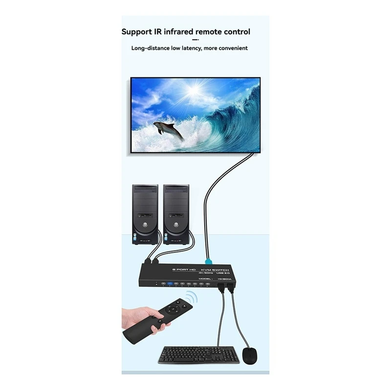 4K HD 8-In-1 Out 1080P Full HD Audio Video Distributor Converter 8 Hosts Share One Set Of Keyboard Mouse Monitor