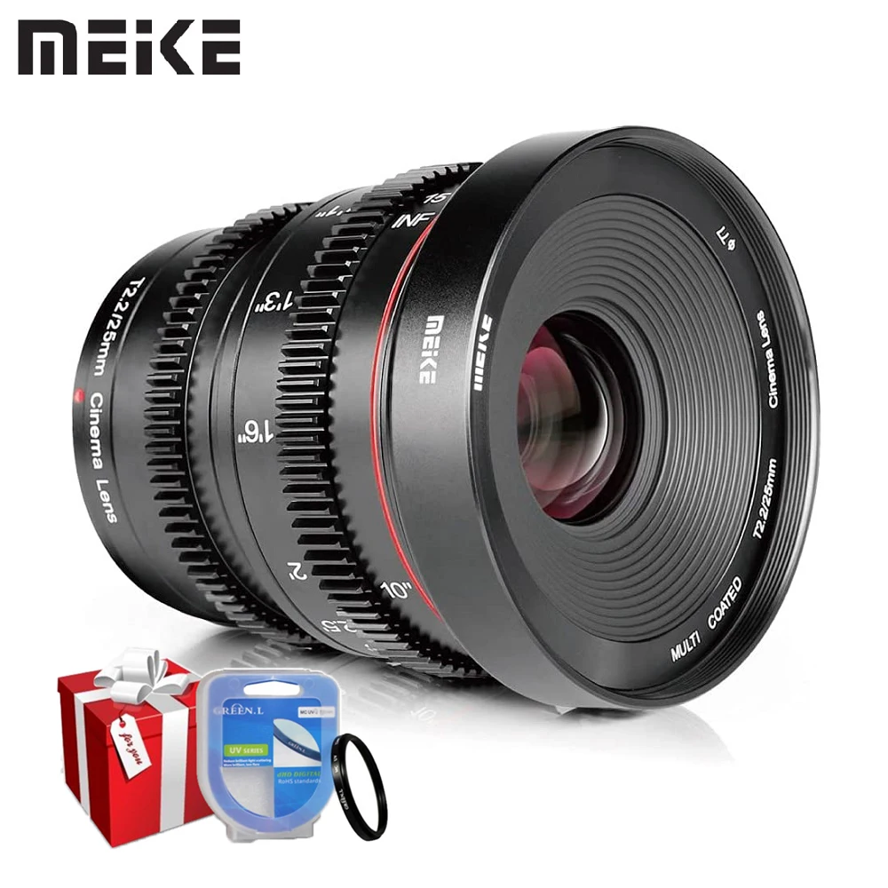 

Meike 25 мм T2.2 кинообъектив с ручной фокусировкой для Panasonic Lumix Olympus MFT M4/3 Mount Micro 4/3 Blackmagic BMPCC 4K Zcam E2