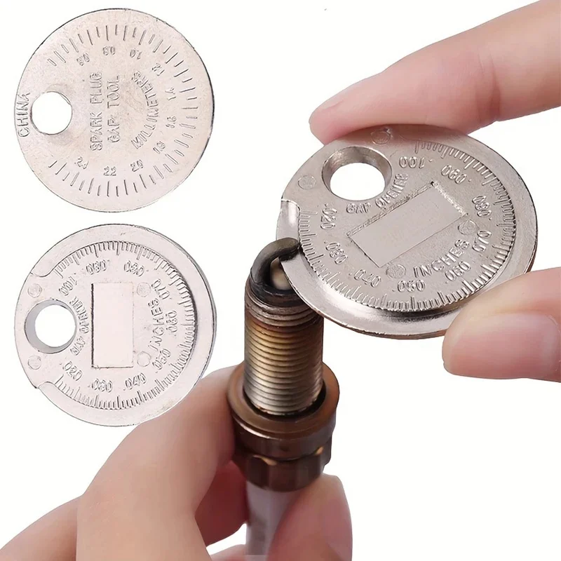 1/2/3/4/5/6Pcs 0.6-2.4mm Range Coin-Type Spark Plug Gage Gap Tool Feeler Spark Plug Gap Measurement Tool