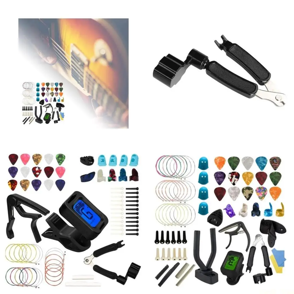 

U2JB Комплекты аксессуаров для гитары Медиаторы, каподастры, тюнер и седло для струнного костяного моста