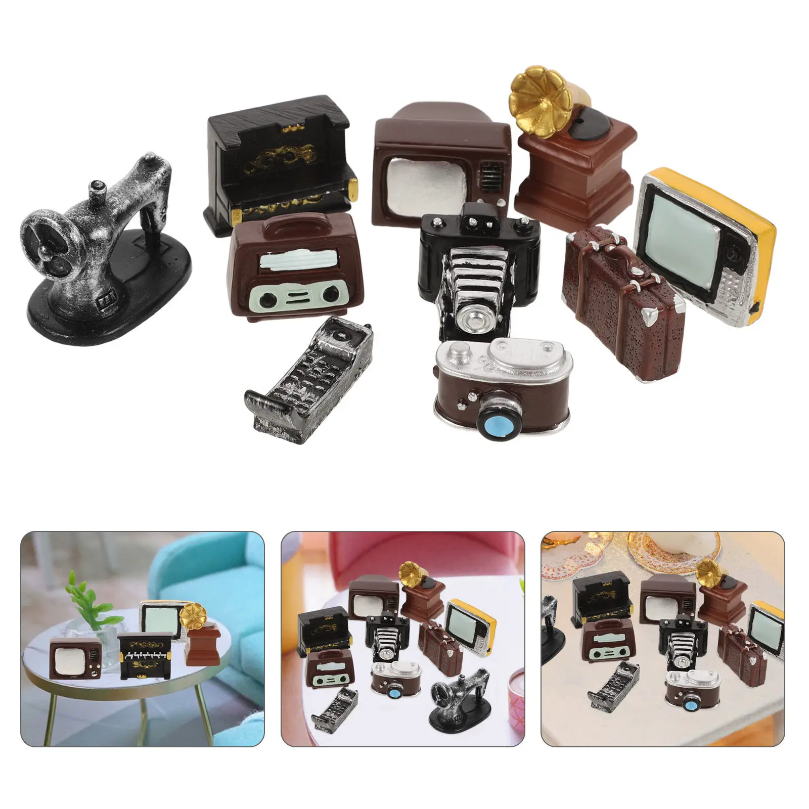 

Набор винтажной миниатюрной мебели: маленькая декоративная пластиковая бытовая техника для мини-домиков, для самостоятельного украшения, очаровательные предметы интерьера