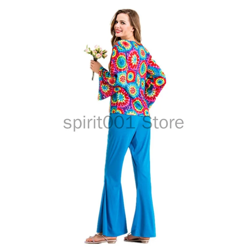 Halloween cosplay vintage 70s retro hippie trajes paz e amor colete grátis roupas adultas carnaval festa palco