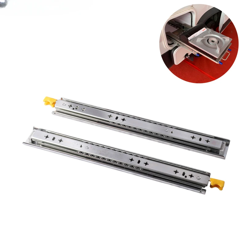 

RV modification: three-section full-pump-plug-in heavy-duty ball slide rail, gas stove, front and rear sliding warehouse