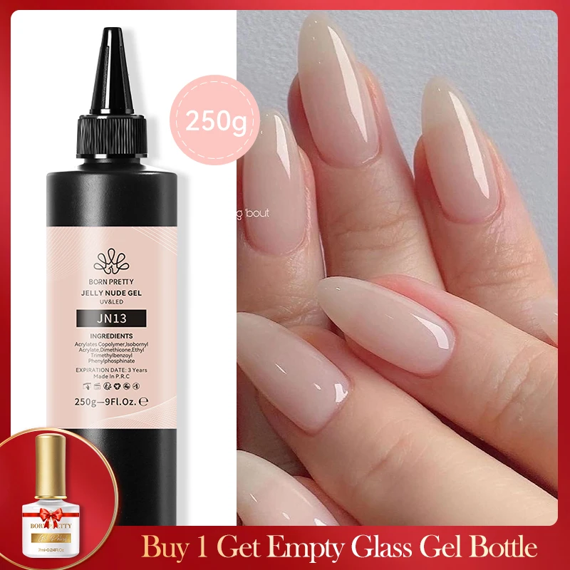 BORN PRETTY 250g Milky Jelly White Transparent Color Gel Nail Polish Varnis Semi Permanent Nail Camouflage Soak Off UV LED Gel