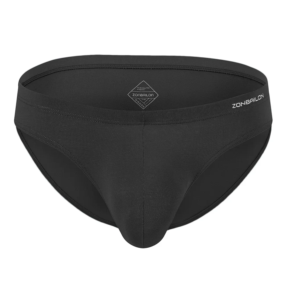 Jinshi Mens Briefs big Pouch Sexy Underpants Bamboo Breathable Stretchy Men's Briefs Bulge Solid Color Underwear