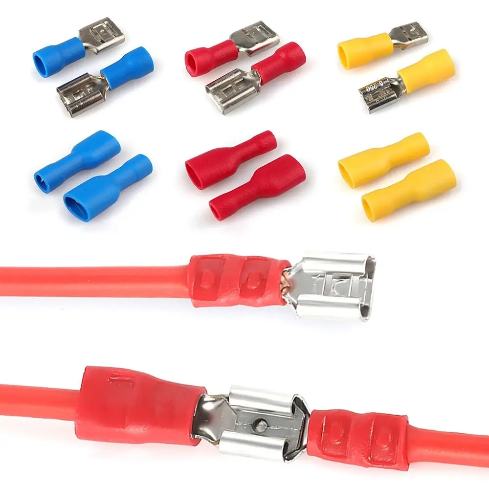 Female Crimp Terminals Insulated Spade Wire Connector Electrical Wiring Cable Plug FDD1.25/2/5-250 Insulated Crimp Terminals