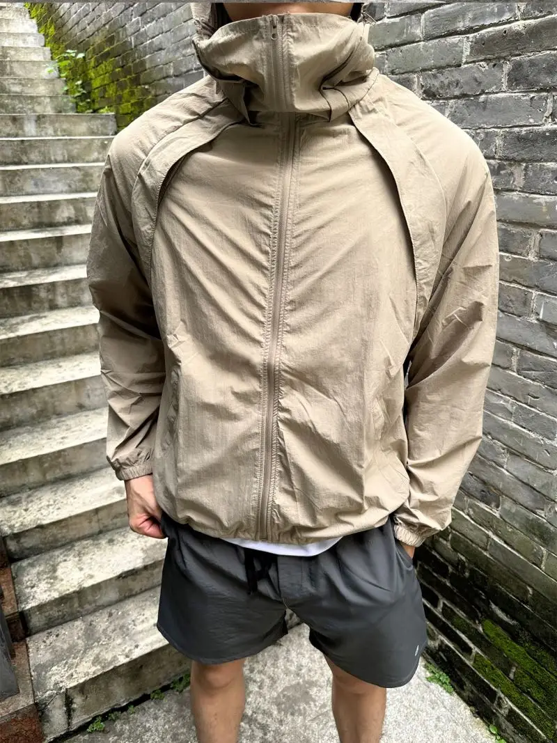Herren Sommer-Kühljacke mit Sonnenschutz UPF50+, Schnelltrocknend, Atmungsaktiv, mit Kapuze, Windbreaker für Outdoor-Aktivitäten, Wandern, Camping, Radfahren – Detail 16