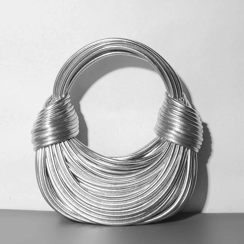 Rainbow Women’s Handbags 2023 Trends Luxury Designer Brand Handwoven Noodle Bags Rope Knotted Pulled Hobo Golden Evening Clutch
