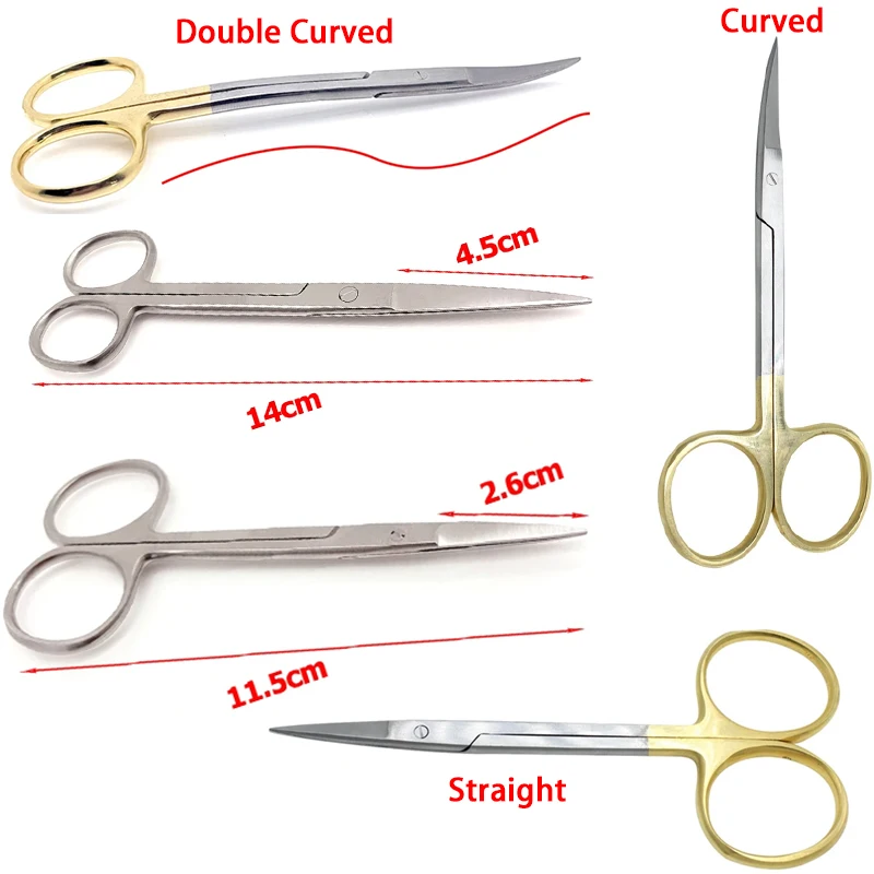 

Tesoura Cirúrgica Dentária Curvada Cabo Banhado a Ouro Tesoura Oftálmica Profissional para Dentista