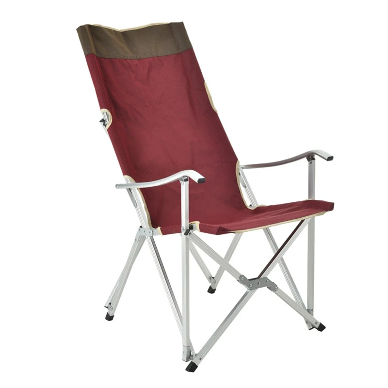 Aluminum High Back Chair Recliner Outdoor Camping Relax Folding Portable Fishing Travel Picnic Chair with Armrest
