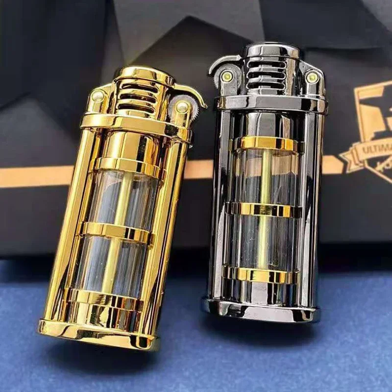 ZORRO Retro style Various Selection Transparent Oil Tank Lighter Small Portable Creative Retro Grinding Wheel Lighter（Oily dye）