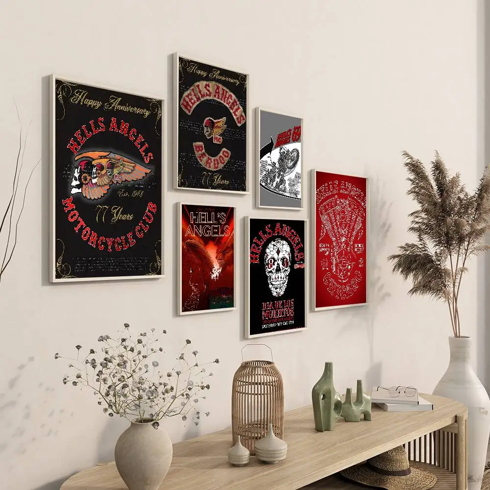H-Hells A-Angels موتو الكلاسيكية خمر الملصقات خمر غرفة المنزل بار مقهى ديكور الشمال ديكور المنزل