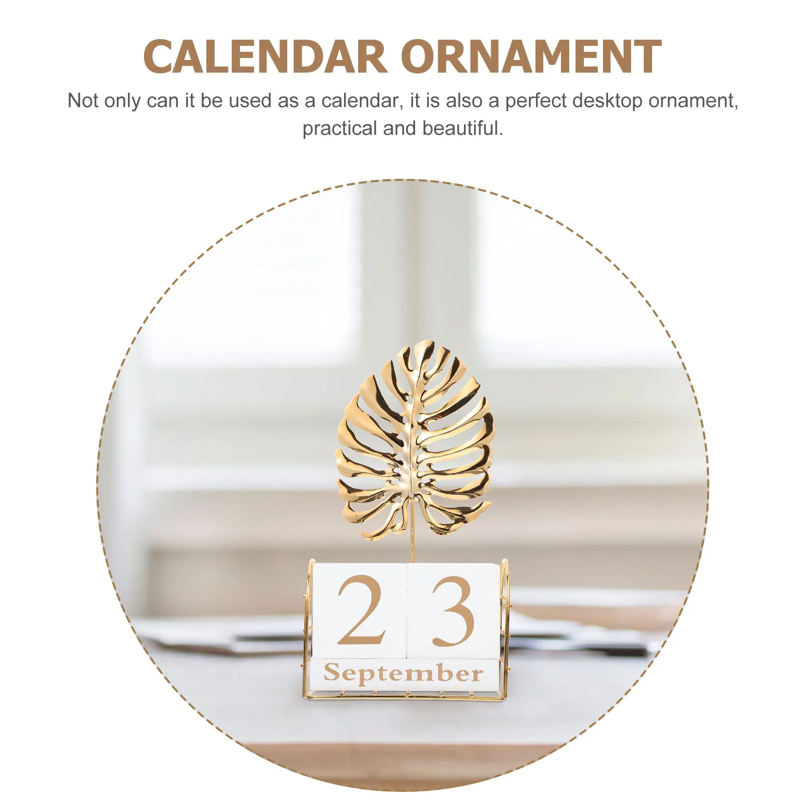 

1Set Turtle Leaf Calendar Wooden Square Desktop Decoration Manual Perpetual Cube Calendar Unique Home Ornament