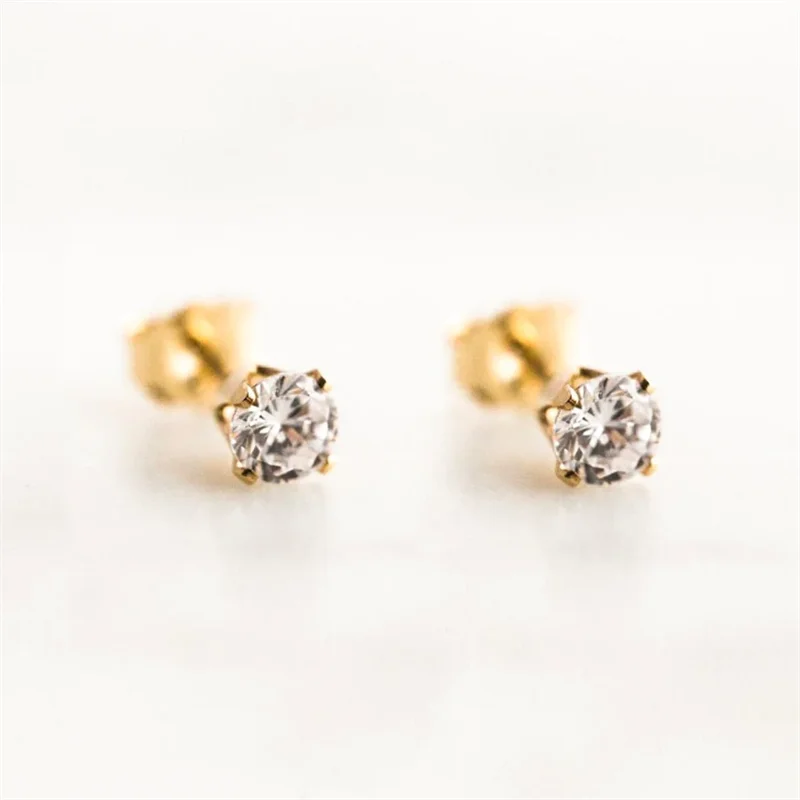 

14K Gold Filled Tarnish Resistant CZ Stud Earrings Dainty Earrings Vintage Earrings For Women Simple CZ Studs Waterproof Jewelry