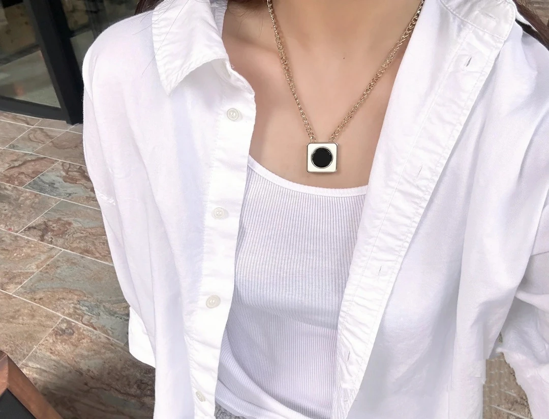 Franse Koperen Vergulde Emaille Hanger Ketting