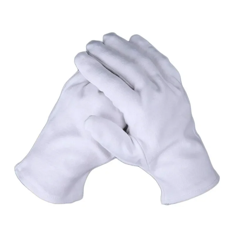 12 Pairs White Cotton Gloves for Dry Hands Moisturizing Eczema Inspection Work Gloves Washable Stretchable Cloth Gloves