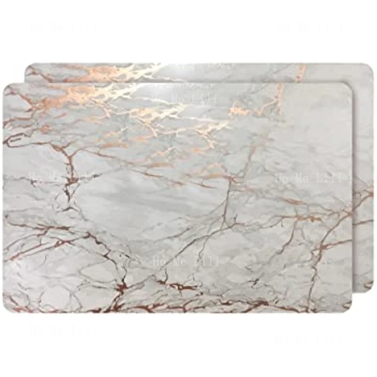 Golden Line Gray Marble Abstract Placemats Washable Heat Resistant Dining Table Non Slip Set