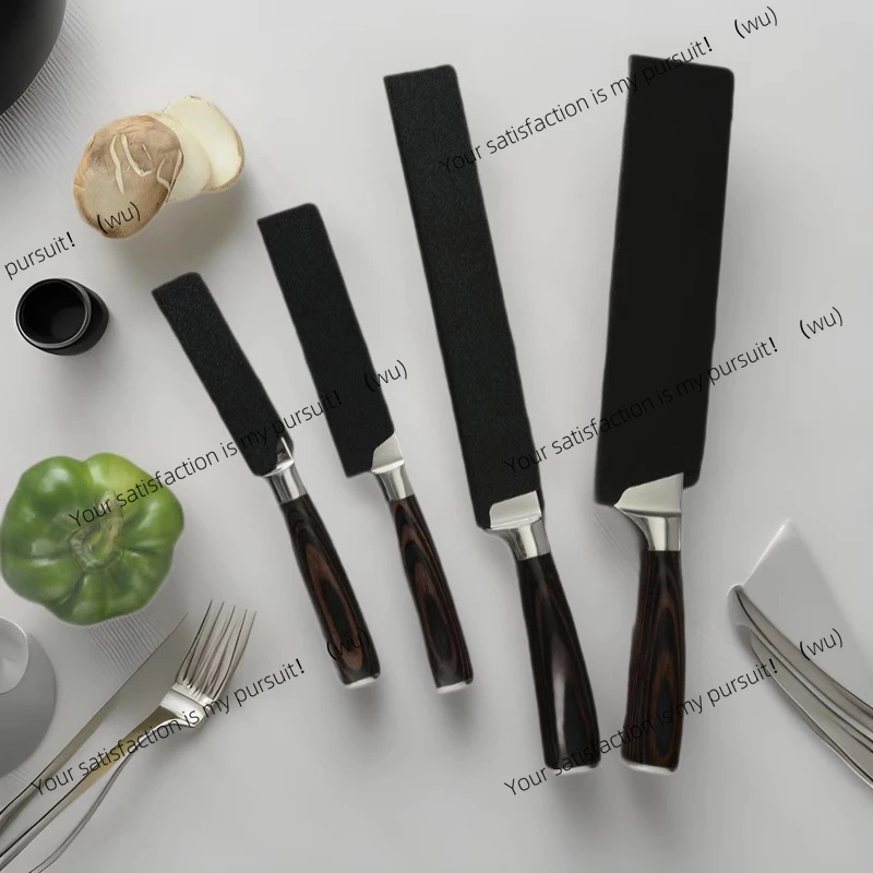 Flocking Kitchen Knife Blade Protector Cover For 3.5-10 Inch Knives Case Practical Black Chef Fruit Knife Sheath Guard