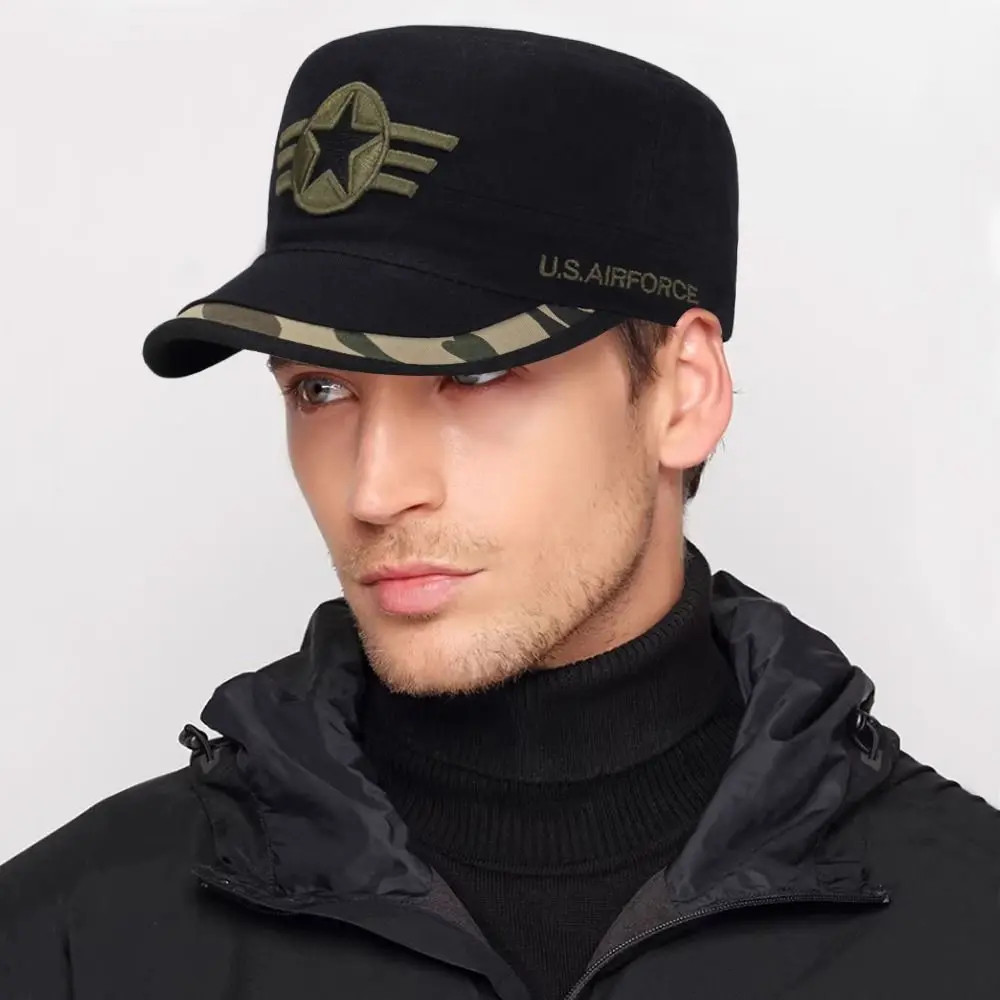 Men Unisex  Hat Baseball Cap Cotton Cadet Hat  Breathable Combat Fishing Flat Adjustable Cap