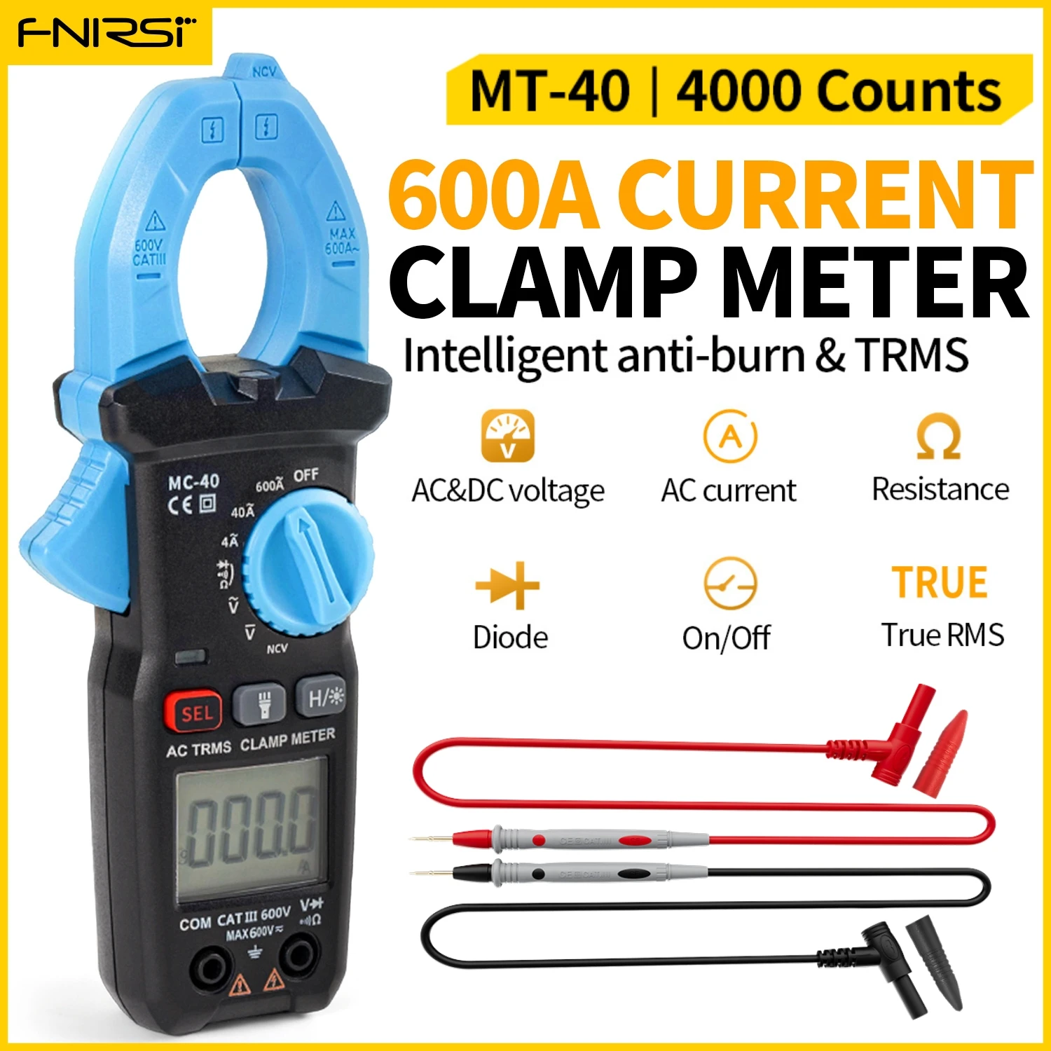 

Умные клещи MC-40, AC/DC 600 В, 600 А, диод NCV Ом испытательное оборудование