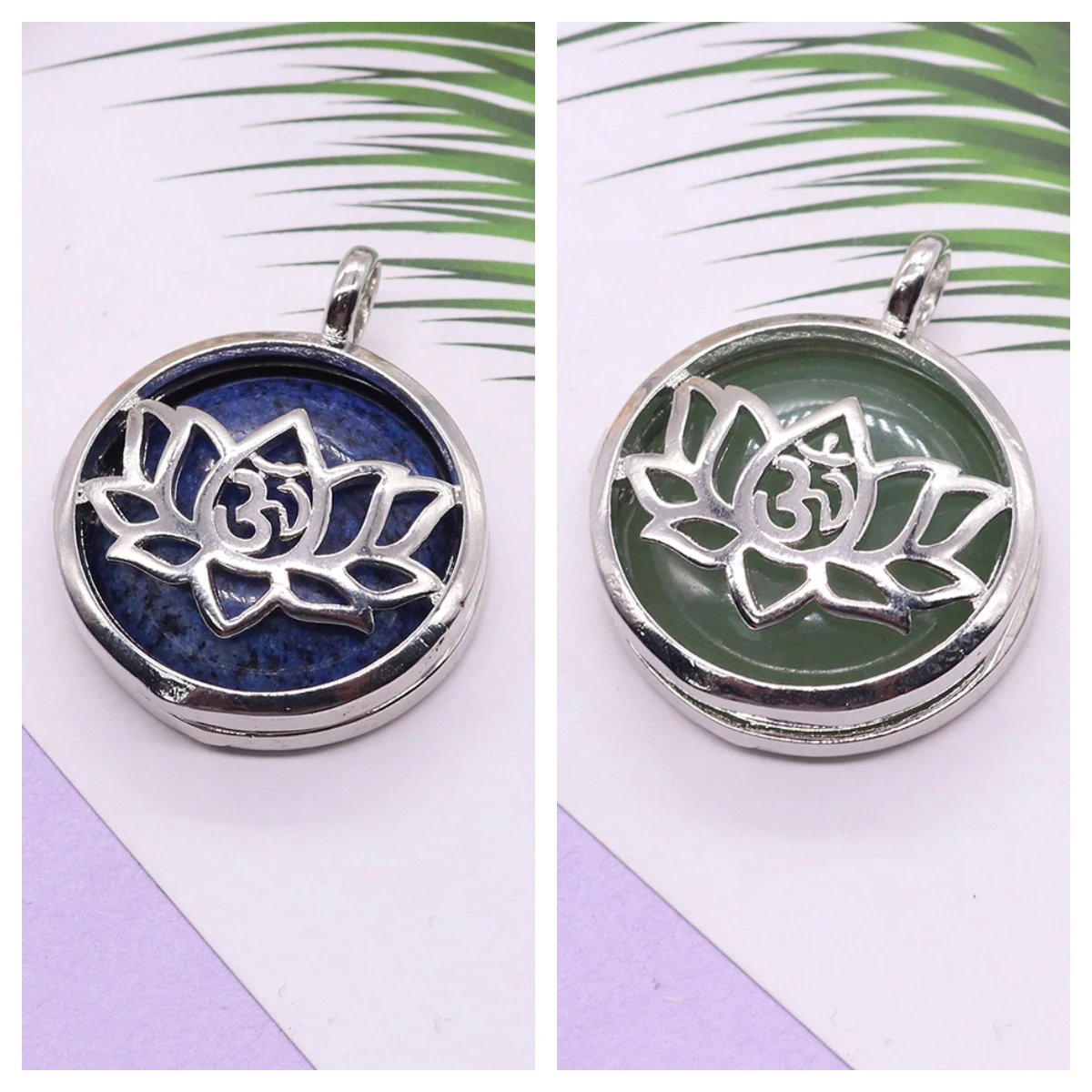 Natural Stone Pendants Tree of Life Yoga Chakra Amulet Lotus Aventurine Lapis Charms for Jewelry Making DIY Necklace Accessories