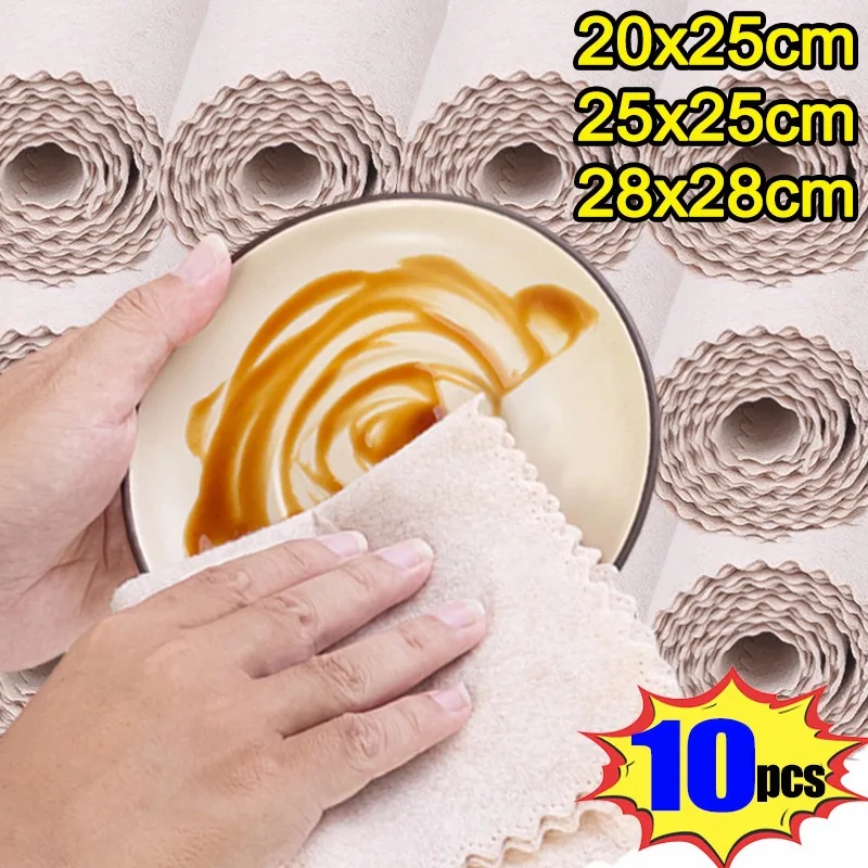 10/1PCS Cleaning Cloths Natural Luffa Plant Fiber Dishcloths Strong Absorbent Towels Kitchen Non-stick Oil Cloth Scouring Pads