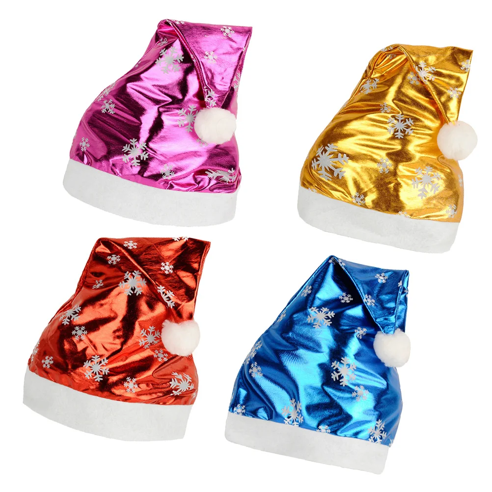 

5Pcs Christmas Hat Snowflake Design Premium Material Fine Workmanship Festival Atmosphere Christmas Santa Hat Snowflake