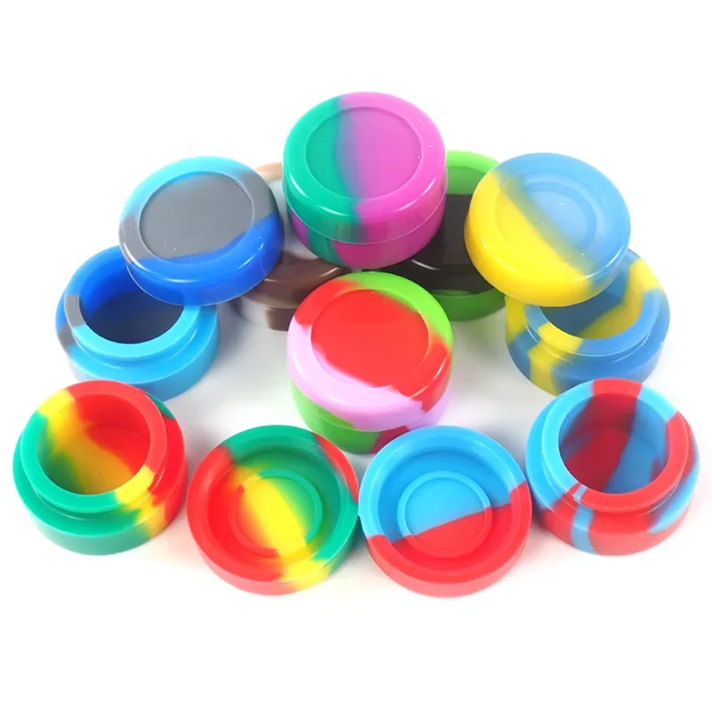 50PCS 5ML Reusable Silicone Round Cylinder Cosmetic Wax Oil Seal Pot Food BPA Free Storage Jar Concentrate Container with Lids