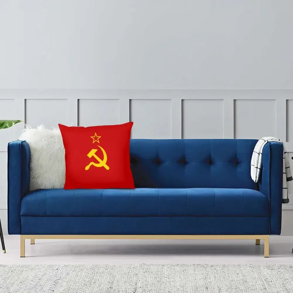 Urss martello e falce CCCP bandiera russa sovietica federa quadrata cuscino copricuscino Casual