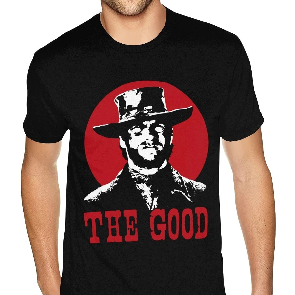 Tshirt Man Graphic Black Tees Shirt  Geometric The Good The Bad And The Ugly Clint Eastwood Tee Shirts  streetwear