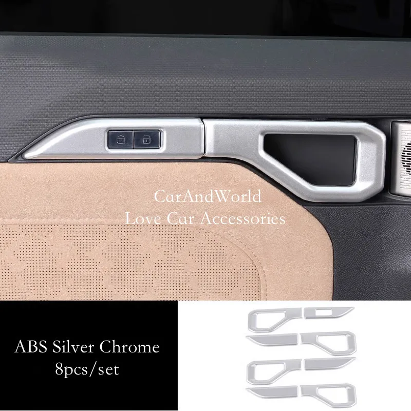 ABS Chrome Interior Door Handle Bowl Protector Inner Frame Cover Trim Car Moulding Accessories For Jetour T2 Traveller 2023-2025