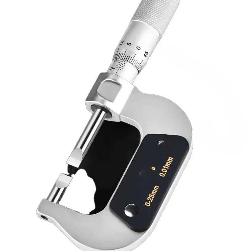 Micrometer with carbide measuring surface and acrylic shield, measuring range 0-100 mm