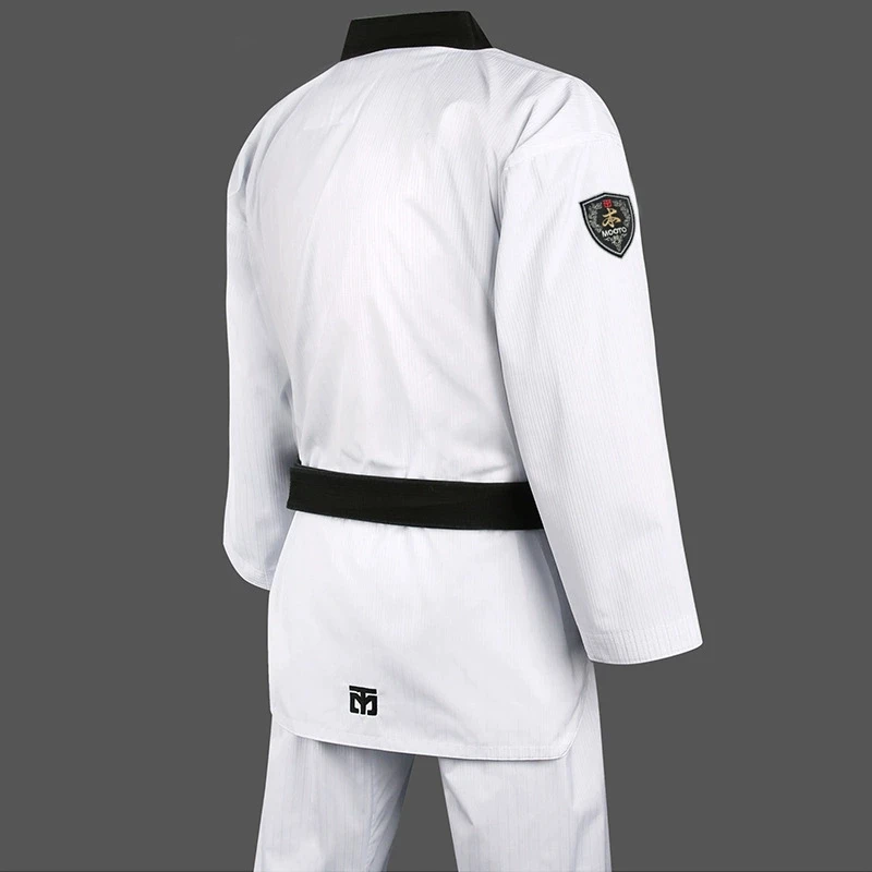 BASIC4 Embroidery Taekwondo Uniform Set - Black Belt Included, Adult Men & Women's Training & Coaching Suit Dobok For Dojos