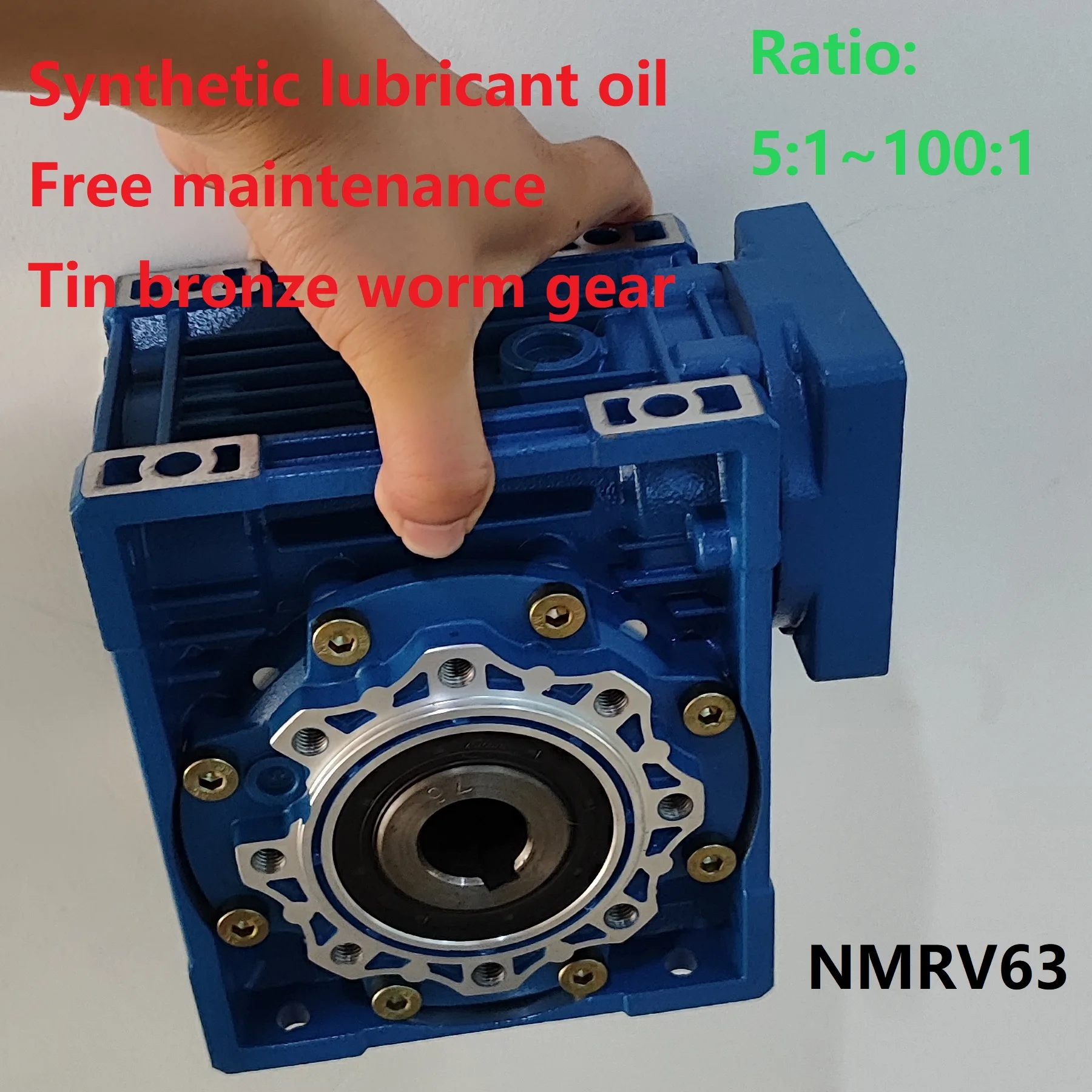 

CY Automan Worm Gearbox CYRV63 NMRV63 Speed Ratio 5;1 /100:1 Synthetic oil+Tin bronze worm gear Free maintenance NO ADD OIL