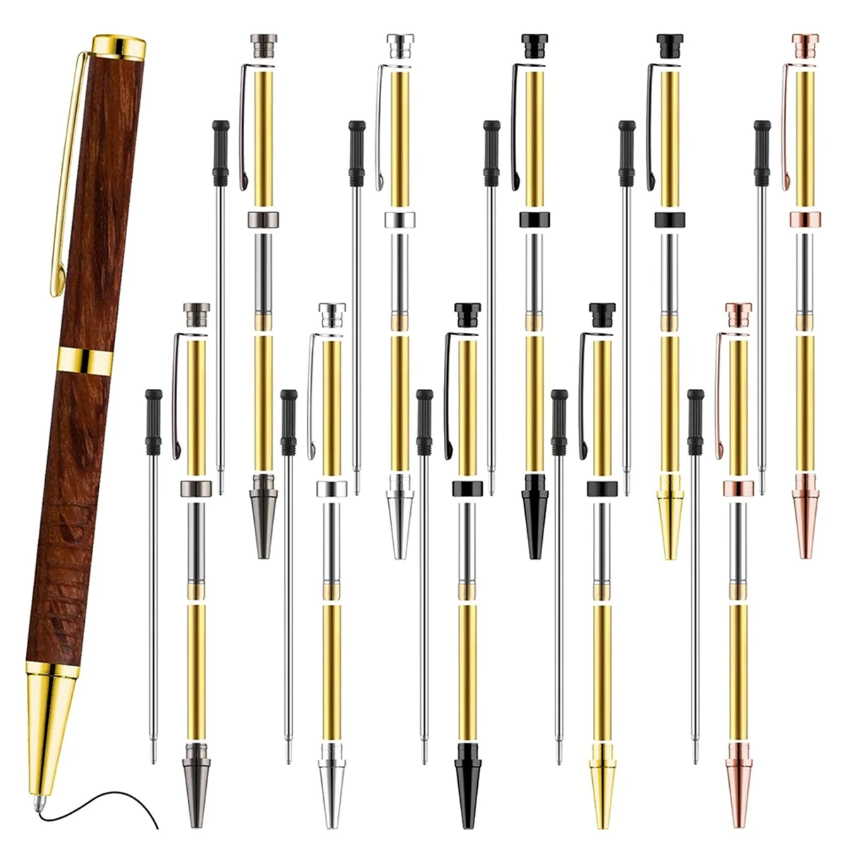 TFBC 10 Pieces Wood Turning Pen Kit 7mm Slim Pen Turning Kit with Replacement Lathe Turning Supplies for Making Office